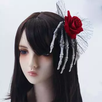 Хэллоуин Моделирование Роза Кружево Обруч для волос Ужас Череп Пальма Женская шпилька Карнавальная ночь Вечеринка Атмосфера Головной убор Реквизит Женские аксессуары для волос