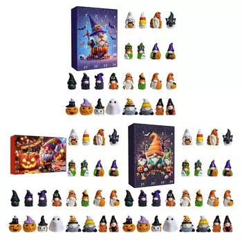 Хэллоуин Мультфильм Гном Календарь обратного отсчета Фигурки Гномов Календарь обратного отсчета Куклы-гномы Календарь Подарочная коробка Подарок для мальчиков и девочек 10.24x7.09x2.36inch
