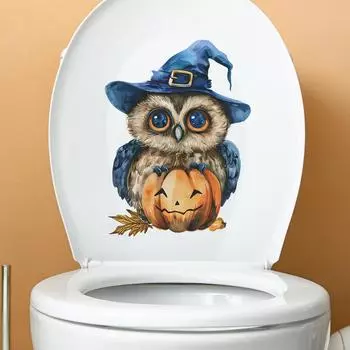 Хэллоуин Мультфильм Сова Тыква Ванная Комната Туалет Украшение Наклейка 22*29CM/fun-m192