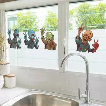 Хэллоуин Мультфильм Зомби Комбинация Кухня Спальня Гостиная Украшения Стены Наклейки На Стены 30*90CM/fun-d12