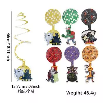 Хэллоуин Мультяшные Новые Спиральные Подвесные Украшения со Страшными Дизайнами Глаз Черепа для Праздничного Декора Вечеринки Halloween Spiral A