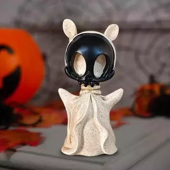 Хэллоуин мультяшный череп призрак фигурка жуткий призрак смоляная статуя скульптура для дома и улицы домашний офис настольное украшение орнамент черный белый