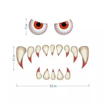 Хэллоуин Наклейка на лицо монстра Большие глаза Клыки Зверь Наружное украшение двери