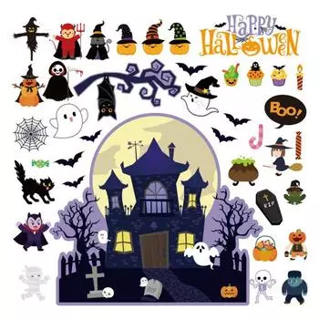 Хэллоуин наклейки для детей HD печать летучая мышь паук замок ужасов тыква наклейки для доски Хэллоуин вечеринка макет реквизит