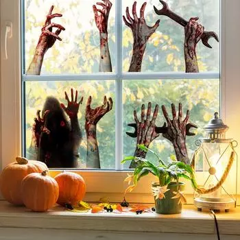 Хэллоуин Наклейки на стену, Женские украшения с кровью, Наклейки для спальни, Объемная наклейка на стену, Декоративная наклейка на окно One Size белый
