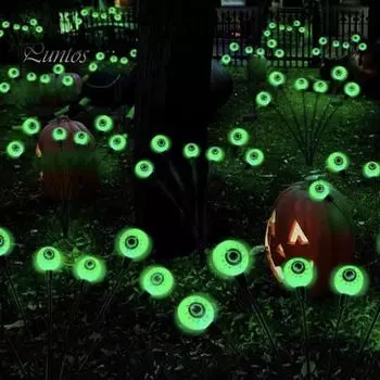 Хэллоуин наземный светильник на солнечной батарее уличный призрачный глазной светильник жуткий демонический глаз украшение для вечеринки на Хэллоуин двор садовый декор 8 зелёный