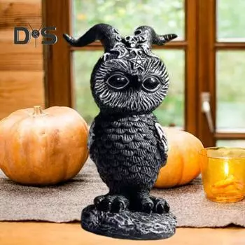 Хэллоуин Ночная Сова Фигурка Ведьмина Шляпа Ведьма Рог Статуэтка Совы Смоляная Скульптура Птицы Для Дома И Улицы Сада Газон Двор Украшения Орнамент C