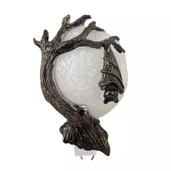 Хэллоуин Ночник в виде перевернутой летучей мыши Готический Луна Дерево Подвесная летучая мышь Включаемый светильник Статуэтка Праздничная вечеринка Спальня Настенная розетка Декоративная лампа в виде летучей мыши