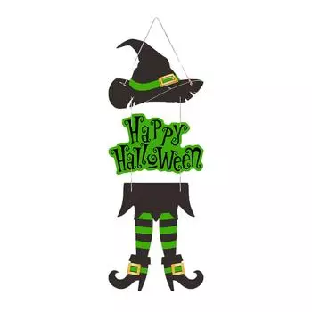 Хэллоуин Ноги Ведьмы Шляпа Ведьмы Подвеска на Дверь Фестивальная Вечеринка Пеньковая Веревка Бирка Бумажная Подвеска One Size зелёный