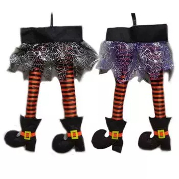 Хэллоуин Ноги злой ведьмы Украшение Дверь Дерево Подвесные Длинные Ноги ведьмы Украшение Дом с привидениями Сад Хэллоуин Декор Реквизит