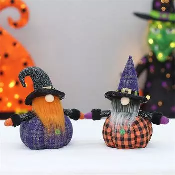 Хэллоуин Новая тканевая остроконечная шляпа с длинной бородой Кукольная голова Cushaw PP Хлопок Наполнитель Украшение для рабочего стола One Size фиолетовый