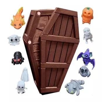 Хэллоуин Обратный Отсчет Украшение Гроб 13 Дней Жутких Миниатюр Готический Хэллоуин Адвент-Календарь Украшение с Миниатюрными Фигурками Подарки для Праздничной Вечеринки коричневый