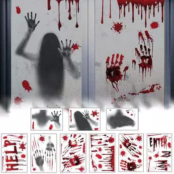 Хэллоуин окно цепляется украшение окна стеклянные наклейки статическая двухсторонняя съемная наклейка на окно One Size чёрный