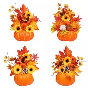 Хэллоуин осенние украшения реквизит кленовый лист подсолнечник имитация тыквы настольные украшения 25X23cm