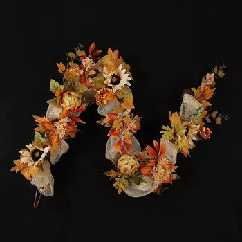 Хэллоуин Осенний Венок на дверь Украшение стены Приветственный знак Ручной Работы Имитация Подсолнуха для стола