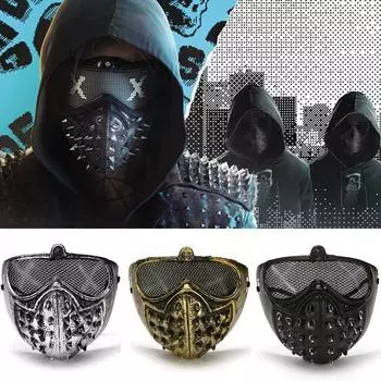 Хэллоуин панк COS аниме призрак прогулка выпускного вечера маски платье ива гвоздь смерть половина лица сторожевая маска чёрный