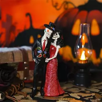 Хэллоуин Пара Скелетов Украшения Креативные Настольные Украшения для Вечеринки в Приватной Комнате, Создающие Атмосферу Собрания, Украшения-Скелеты One Size