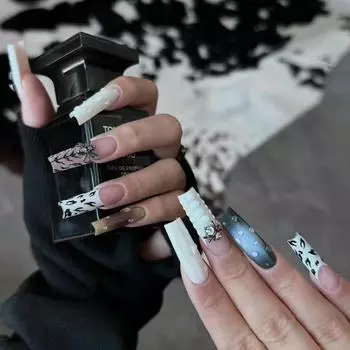 Хэллоуин Паук 3D Трехмерный Носить Ногти Французский Маникюр Длинный Носить Ногти Часть Пресс На Ногтях Glue model