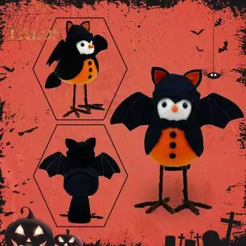 Хэллоуин Паук Летучая мышь Птица Статуэтка ручной работы Тканевая Птица Кукла Домашний Офис Книжная Полка Украшение Рабочего Стола Орнамент Подарок На Праздник A