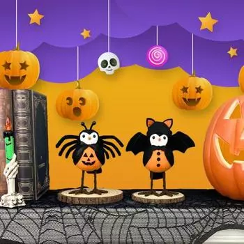 Хэллоуин Паук Летучая мышь Птица Статуэтка ручной работы Тканевая Птица Кукла Домашний Офис Книжная Полка Украшение Рабочего Стола Орнамент Подарок На Праздник A