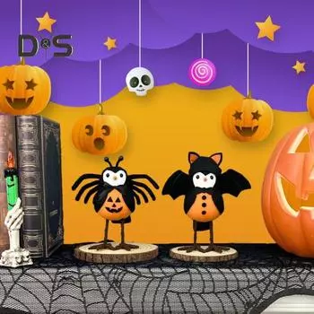 Хэллоуин Паук Летучая мышь Птица Статуэтка ручной работы Тканевая Птица Кукла Домашний Офис Книжная Полка Украшение Рабочего Стола Орнамент Подарок На Праздник A