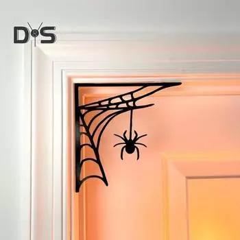 Хэллоуин паутина дверная рама украшения деревенский деревянный черный паук паутина дверной угловой знак домашний офис передняя дверь Топпер няня орнамент Left