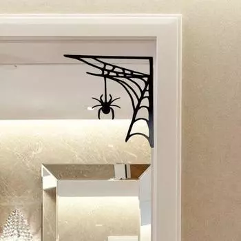 Хэллоуин паутина дверная рама украшения деревенский деревянный черный паук паутина дверной угловой знак домашний офис передняя дверь Топпер няня орнамент Left