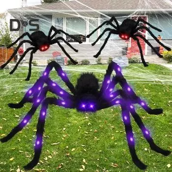 Хэллоуин паутина светодиодная подсветка гигантская паутина искусственный паук Хэллоуин уличные украшения с дистанционным управлением для декора вечеринки на Хэллоуин With Light белый