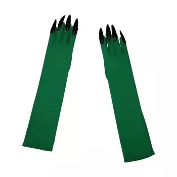 Хэллоуин Перчатки-когти с длинными пальцами Взрослые перчатки-лапы с длинными ногтями Хэллоуин Вечеринка Кошка Волк Косплей Перчатки для сценических выступлений Аксессуары зелёный