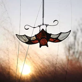 Хэллоуин перевернутая летучая мышь акриловый подвесной кулон украшение настенное искусство многоцелевой с металлическими цепями