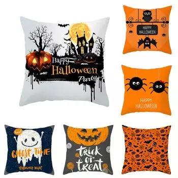 Хэллоуин письмо тыква мультфильм луна дерево дом украшение узор наволочка гостиная диван балкон пледы наволочка 40x40cm