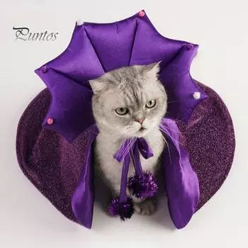 Хэллоуин Плащ для домашних животных для маленьких собак, кошек, котят, регулируемый плащ ведьмы, шляпа, набор для вечеринок на Хэллоуин, костюм для кошек, аксессуары для переодевания фиолетовый