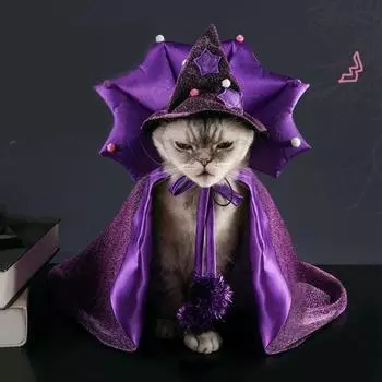Хэллоуин Плащ для домашних животных для маленьких собак кошек котят Регулируемый плащ ведьмы шляпа набор для вечеринок на Хэллоуин