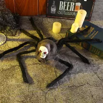 Хэллоуин Плюшевый Паук Череп Вуаль Ужасная Вечеринка Дом с Привидениями Украшения Реквизит Моделирование Паук 75CM бездна