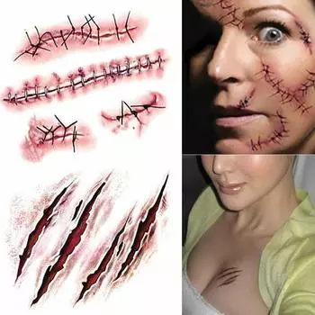 Хэллоуин поддельные парша крови специальный костюм макияж зомби шрамы татуировки 2pcs