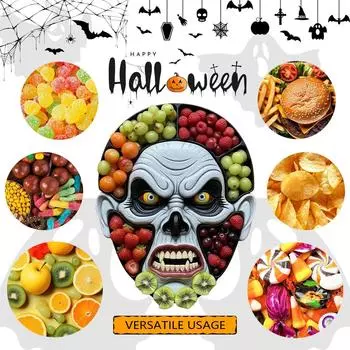 Хэллоуин Поднос для мясной нарезки - Деревянное сервировочное блюдо со жуткими рисунками для вечеринок, Дисплей для сыра и мясной нарезки, Декор для центра стола One Size