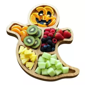 Хэллоуин Поднос для мясной нарезки - Деревянное сервировочное блюдо со жуткими рисунками для вечеринок, Дисплей для сыра и мясной нарезки, Декор для центра стола One Size