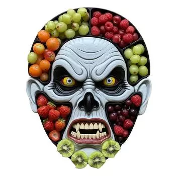 Хэллоуин Поднос для мясной нарезки - Деревянное сервировочное блюдо со жуткими рисунками для вечеринок, Дисплей для сыра и мясной нарезки, Декор для центра стола One Size