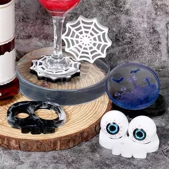 Хэллоуин подставка из смолы форма череп паутина форма надгробия DIY ремесло эпоксидная смола литье силиконовые подсвечник подстаканник форма для свечи