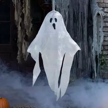 Хэллоуин подвесное украшение-призрак, наружное большое летающее белое привидение для входной двери, крыльца, дерева, камина, декор для вечеринки белый