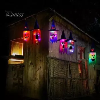 Хэллоуин, подвесное украшение с призраком, светящиеся огни, подвеска, страшная атмосфера, реквизит для входной двери для Хэллоуина, дома с привидениями фиолетовый