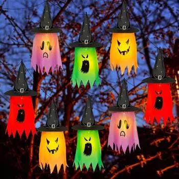 Хэллоуин, подвесное украшение с призраком, светящиеся огни, подвеска, страшная атмосфера, реквизит для входной двери для Хэллоуина, дома с привидениями фиолетовый