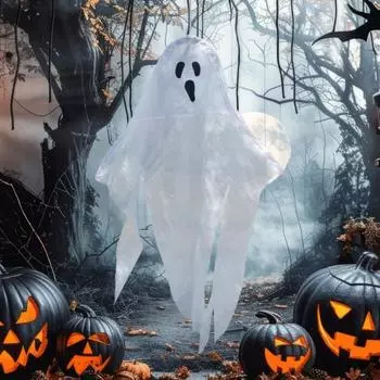 Хэллоуин подвесное украшение в виде привидения, большой летающий белый призрак для крыльца входной двери
