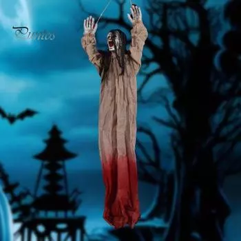 Хэллоуин Подвесное украшение в виде привидения Страшный Мрачный Жнец Скелет Призрак Жуткий Декор для вечеринки на открытом воздухе Двор Крыльцо Дом с привидениями темно-синий