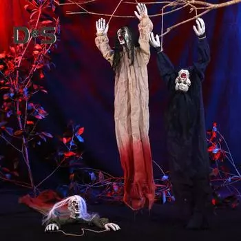 Хэллоуин Подвесное украшение в виде привидения Страшный Мрачный Жнец Скелет Призрак Жуткий Декор для вечеринки на открытом воздухе Двор Крыльцо Дом с привидениями темно-синий