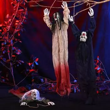 Хэллоуин Подвесное украшение в виде привидения Страшный Мрачный Жнец Скелет Призрак Жуткий Декор для вечеринки на открытом воздухе Двор Крыльцо Дом с привидениями