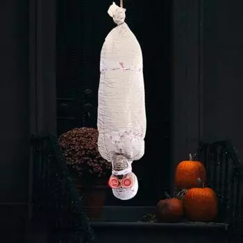 Хэллоуин Подвесной труп Украшение Жуткая светящаяся фигурка тела Страшный дом с привидениями Реквизит для вечеринки на Хэллоуин бежевый