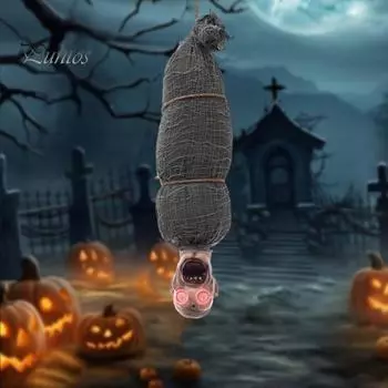 Хэллоуин Подвесной труп Украшение Жуткая светящаяся фигурка тела Страшный дом с привидениями Реквизит для вечеринки на Хэллоуин бежевый