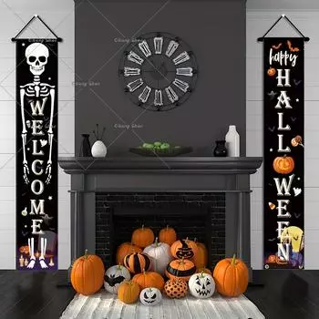 Хэллоуин подвесной занавес на дверь баннер тыква призрак счастливый Хэллоуин украшения для дома Кошелек или жизнь ужас вечеринка принадлежности 180-30CM