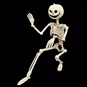 Хэллоуин Poseable человеческий скелет в натуральную величину Реквизит партии Декор One Size белый